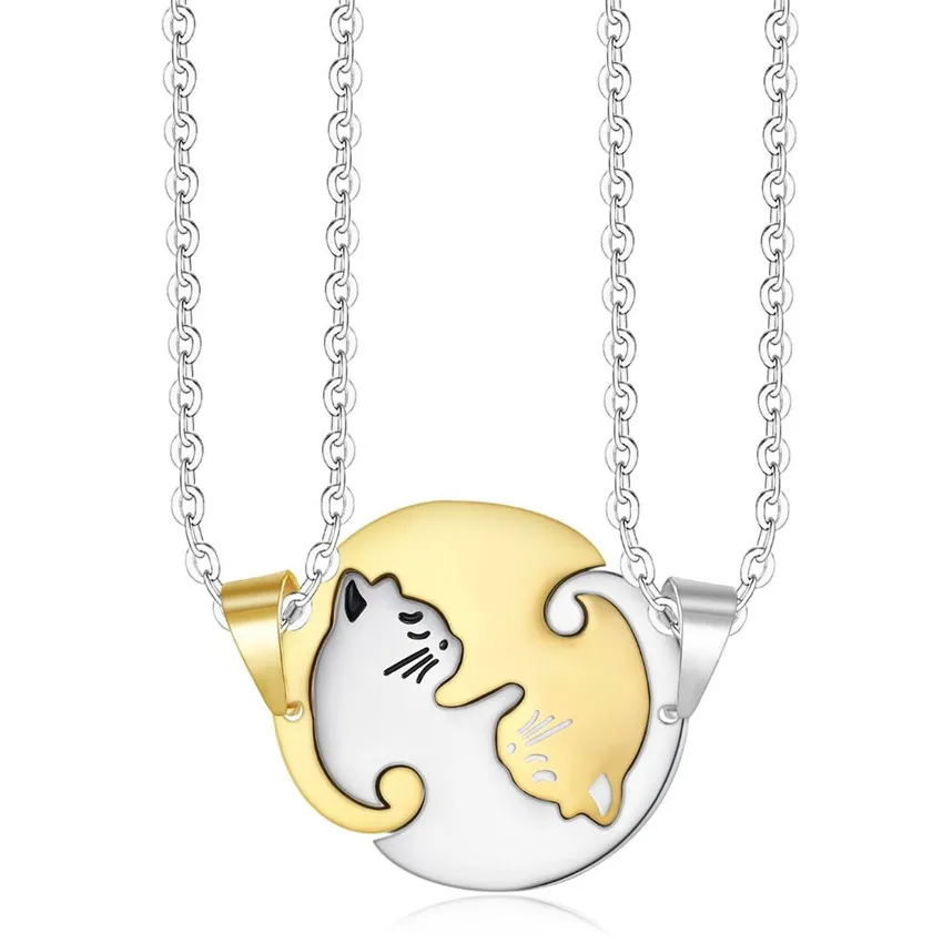 FYJS Unique Stainless Steel 2 Lovely Cat Pendant Link Chain Necklace for Couple Gift Animal Jewelry
FYJS Unique Stainless Steel 2 Lovely Cat Pendant Link Chain Necklace for Couple Gift Animal Jewelry