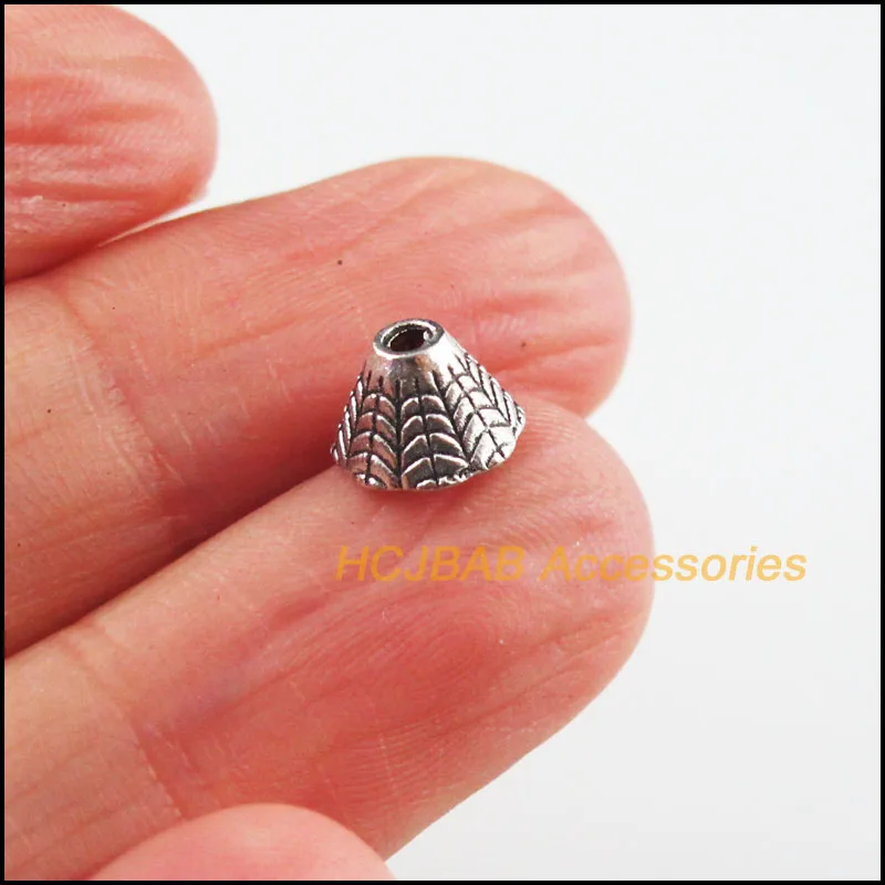 

50 New Horn Spacer Tibetan Silver Color Plant Cone Connectors End Beads 7.5mm