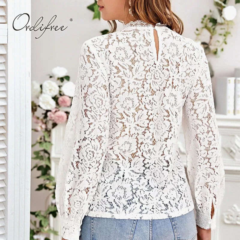 Ordifree 2020 Summer Women White Lace Blouse Tops Long Sleeve See Through Sexy Transparent White Lace Blouse Shirt 
Ordifree 2020 Summer Women White Lace Blouse Tops Long Sleeve See Through Sexy Transparent White Lace Blouse Shirt