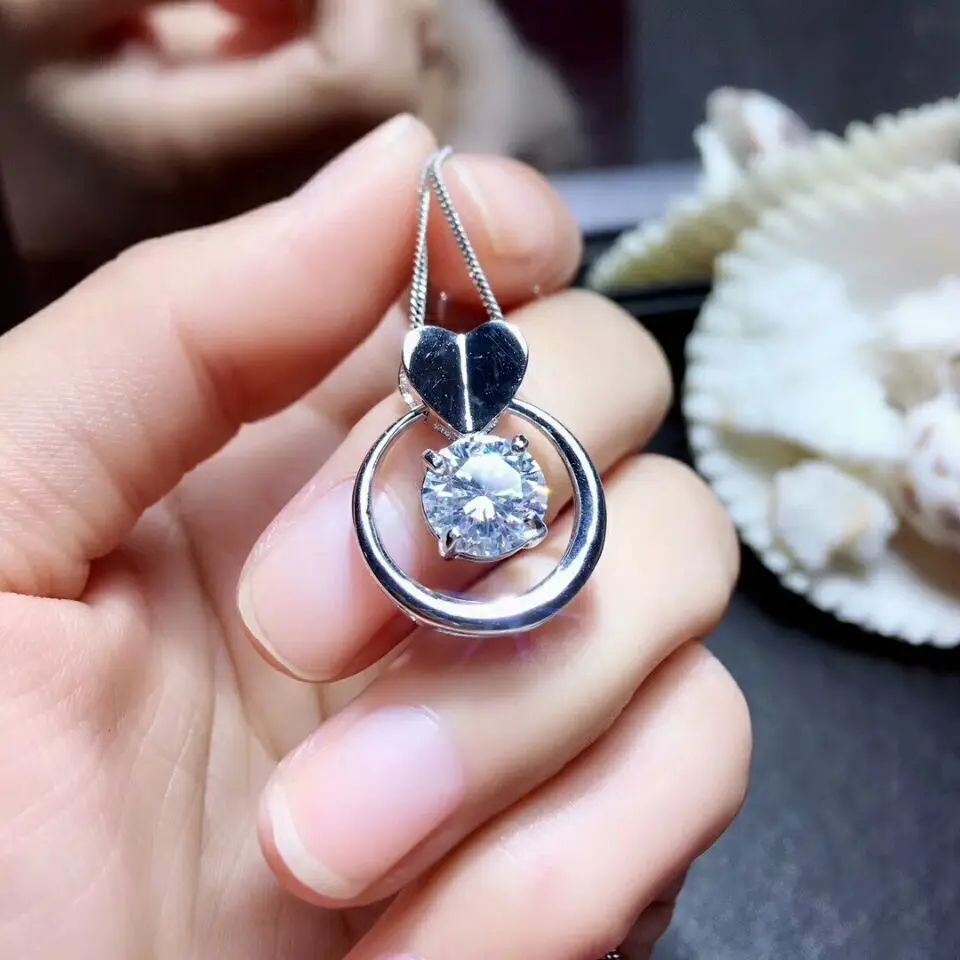 

Ожерелье MeiBaPJ из серебра 925 пробы с бриллиантом 2 карата, классическое ожерелье с подвеской в виде любящего сердца из муассанита для женщин