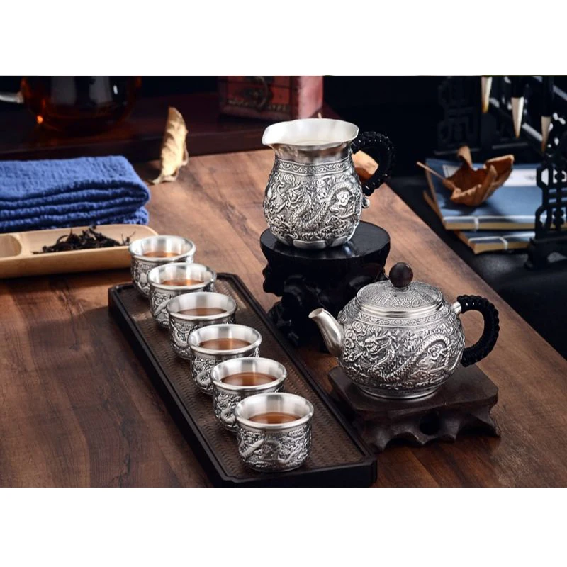 Silver pot 999 sterling silver handmade tea set Japanese retro teapot kettle home tea ceremony Kungfu tea set 200ml
Silver pot 999 sterling silver handmade tea set Japanese retro teapot kettle home tea ceremony Kungfu tea set 200ml