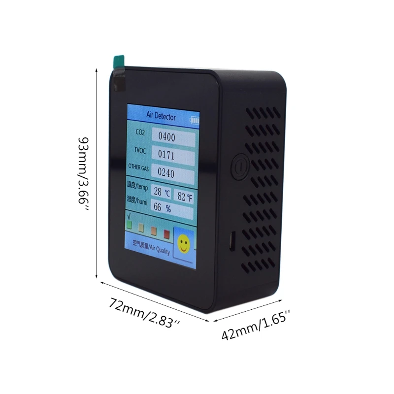 Portable CO2 Detector Carbon Dioxide TVOC Value Electricity Quantity Temperature Humidity Household Air Quality Monitor CO2
Portable CO2 Detector Carbon Dioxide TVOC Value Electricity Quantity Temperature Humidity Household Air Quality Monitor CO2