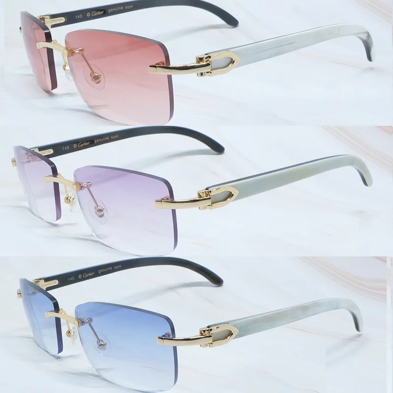 

Sunglasses 2020 Men Carter Glasses Women Rimless Wood Buffalo Horn Glasses Buffs Designer Sun Glasses Shades gafas de sol mujer