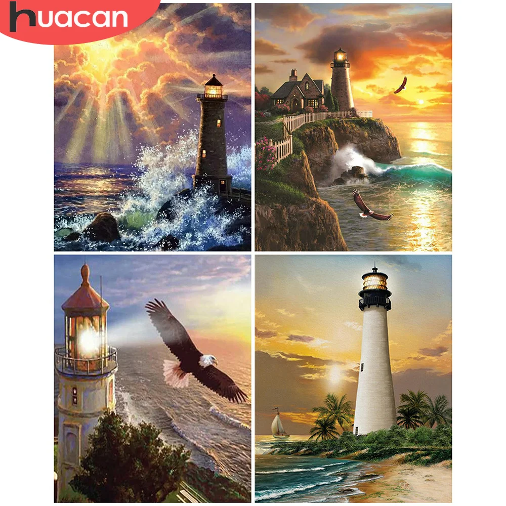 HUACAN DIY Diamond Painting Scenery Seaside Rhinestone Of Picture Cross Stitch Sunset Mosaic Diamond Lighthouse Decoration
HUACAN DIY Diamond Painting Scenery Seaside Rhinestone Of Picture Cross Stitch Sunset Mosaic Diamond Lighthouse Decoration