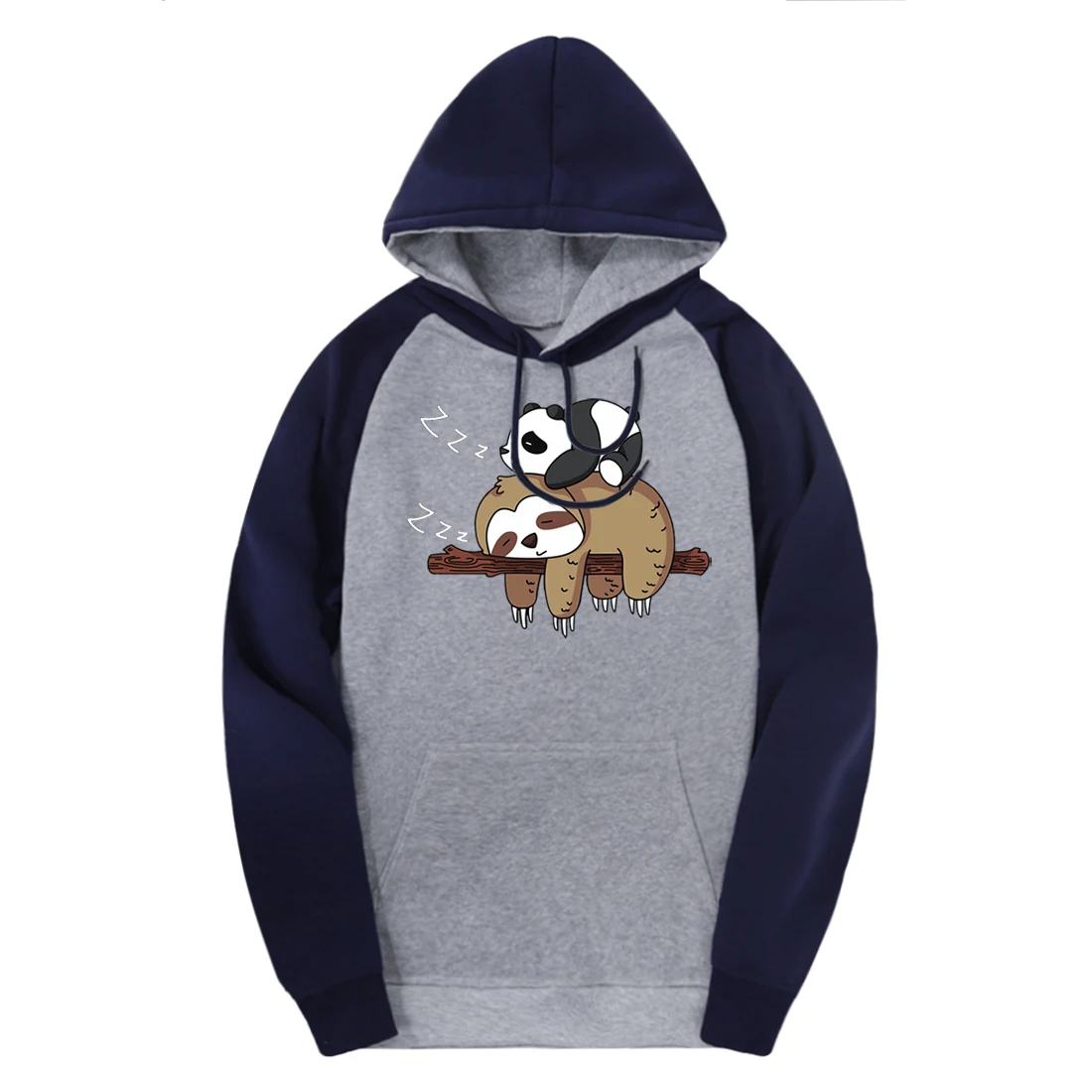 

Panda Sloth Raglan Hooded Sweatshirts Men Fashion Warm Tracksuits Brand Autumn Hoodies Male Breathable Black Moleton Masculino