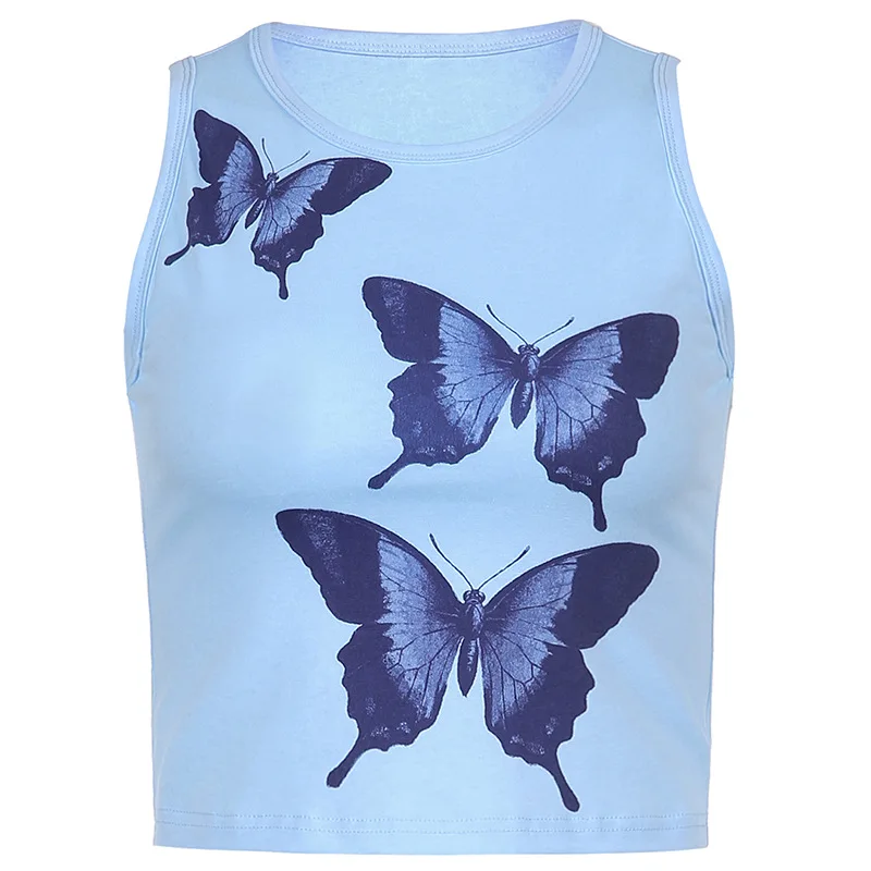 Women Sexy O Neck Butterfly Print Irregular Skinny Sleeveless Tank Top Punk Vest Crop Top Harajuku High Street Chic Y2K E-girl
Women Sexy O Neck Butterfly Print Irregular Skinny Sleeveless Tank Top Punk Vest Crop Top Harajuku High Street Chic Y2K E-girl