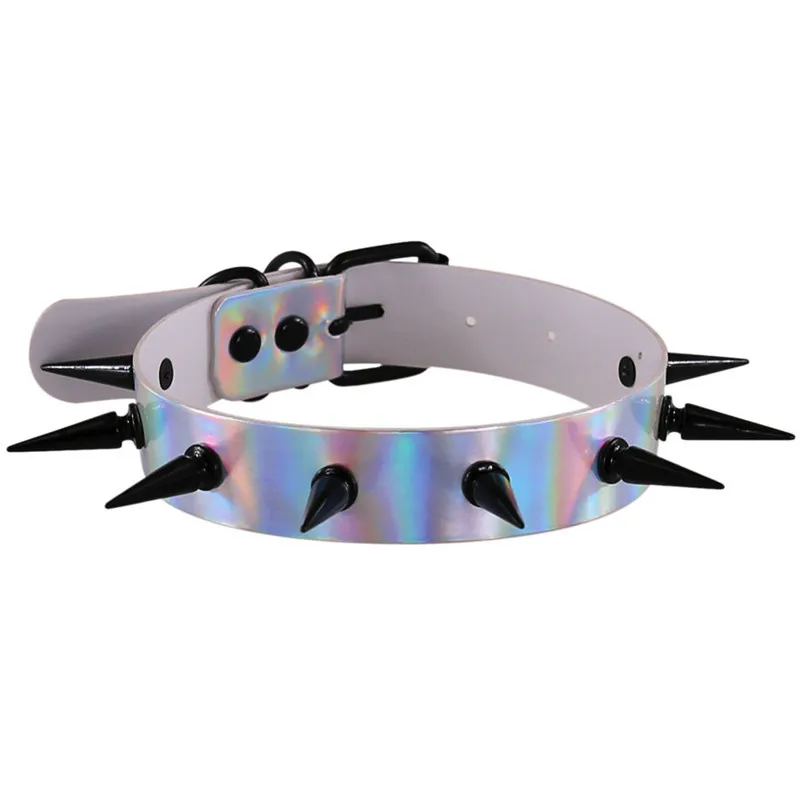 Punk Rivets Choker Wear Iridescent Pink Holograph 90s choker Necklaces Grunge Blue Rave Festival Party fashion female jewelry
Punk Rivets Choker Wear Iridescent Pink Holograph 90s choker Necklaces Grunge Blue Rave Festival Party fashion female jewelry