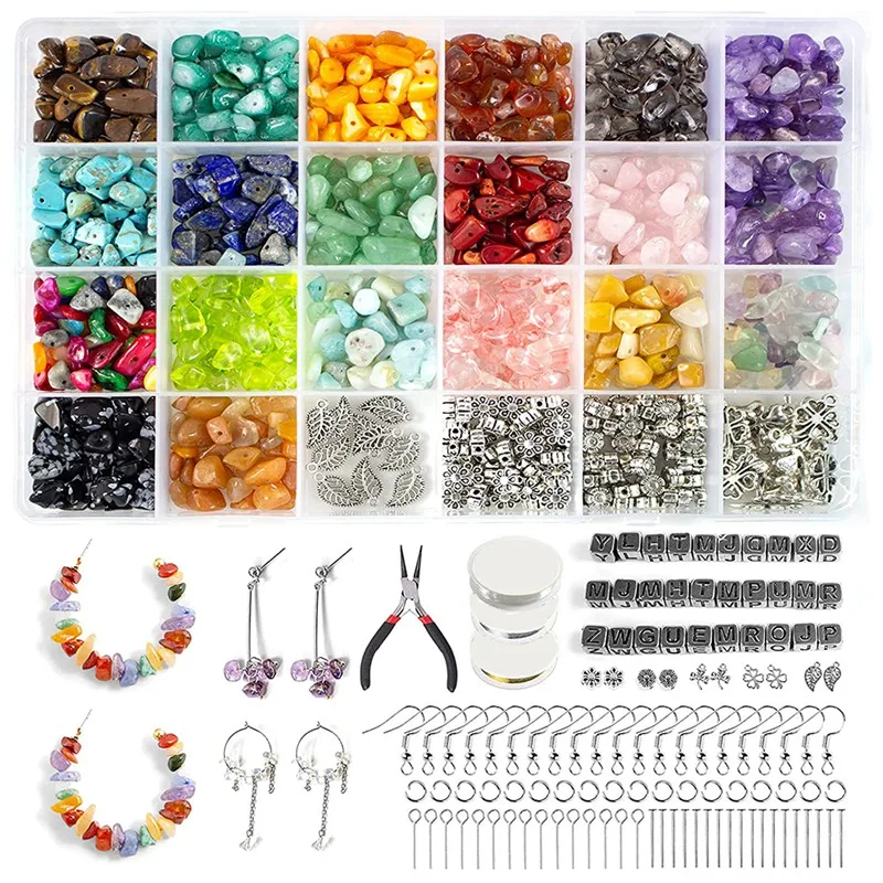 Making Kit WithGemstone DIY Earring Making Supplies with Letter Beads Friendship Bracelet Kit Pendants Charms for Making
Making Kit WithGemstone DIY Earring Making Supplies with Letter Beads Friendship Bracelet Kit Pendants Charms for Making