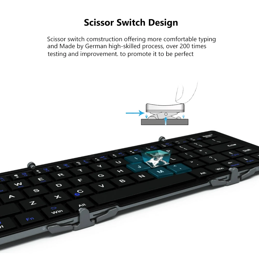 Клавиатура AVATTO складная беспроводная мини-клавиатура для планшета в алюминиевом