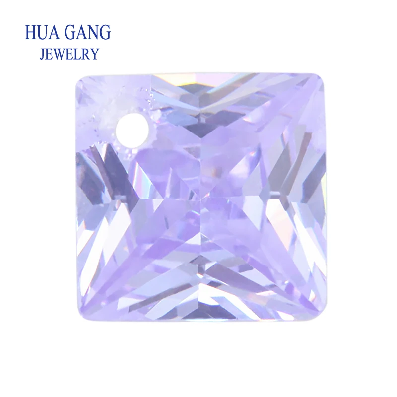 

Single Hole Lavender Loose CZ Stones Beads Gem AAAAA Square Shape Cubic Zirconia Stone For Jewerly Making 4x4~12x12 High Quality