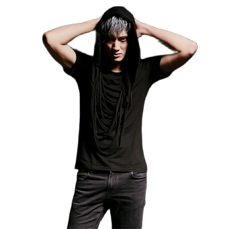 Autumn Men Summer slim fit hooded t shirt Tassel cloak men gothic hip hop punk tee shirts Korean Fashion Street Wear
Autumn Men Summer slim fit hooded t shirt Tassel cloak men gothic hip hop punk tee shirts Korean Fashion Street Wear