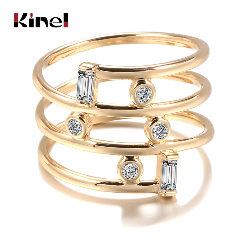 Популярные Кольца Kinel из розового золота 585 пробы модные ювелирные изделия 2021