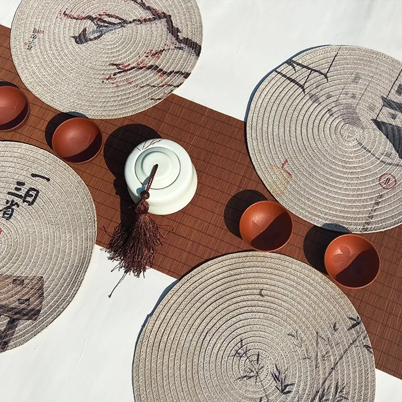 Round PVC Tableware Pad Chinese Ink Painting Style Solid Placemats Table Mats Kitchen Accessories Traditional Chinese Decoration
Round PVC Tableware Pad Chinese Ink Painting Style Solid Placemats Table Mats Kitchen Accessories Traditional Chinese Decoration