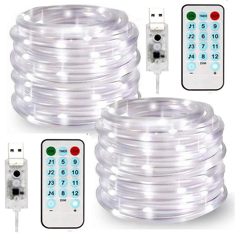 Rope Lights 20M 200 LED Outdoor String Fairy Twinkle Strip Tube Lights with Remote For Christmas Tree Halloween Party Decoration 
Rope Lights 20M 200 LED Outdoor String Fairy Twinkle Strip Tube Lights with Remote For Christmas Tree Halloween Party Decoration