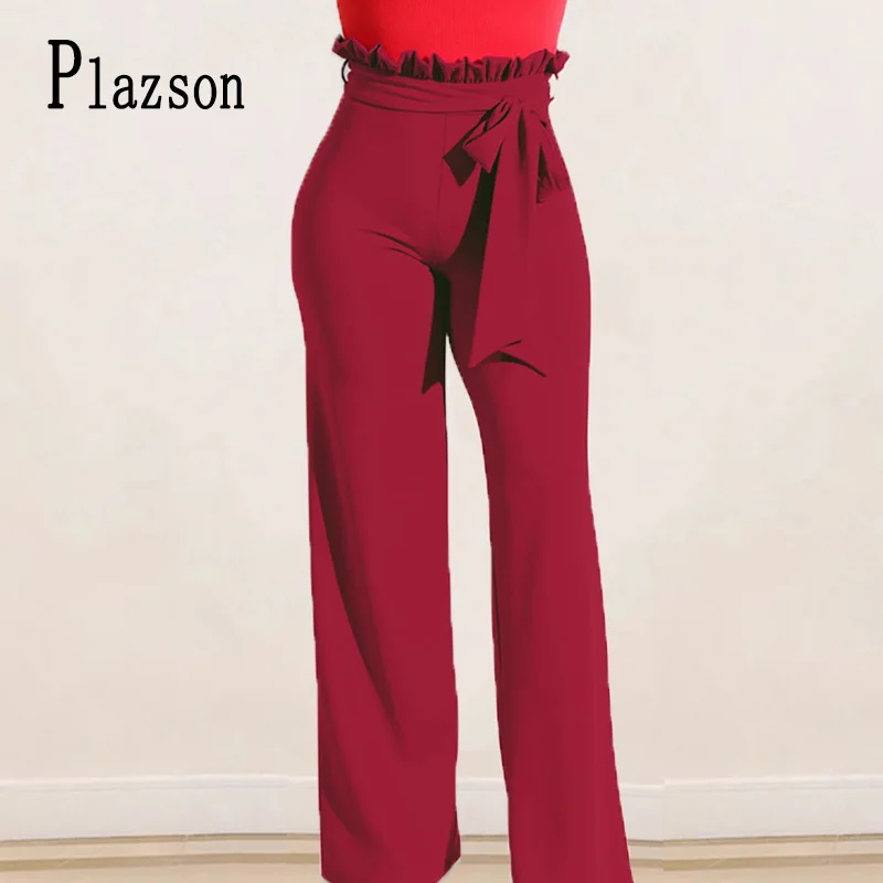 Plazson Pantalones De Mujer Trousers Women Belted Palazzo Pants штаны Long Pant High Waist Wide Leg Pants Streetwear 
Plazson Pantalones De Mujer Trousers Women Belted Palazzo Pants штаны Long Pant High Waist Wide Leg Pants Streetwear