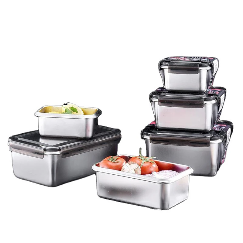 

316 Stainless Steel Food Fresh-keeping Storage Containers with Sealed Portable Leak Proof Bento Lunch Box Camping Food Container