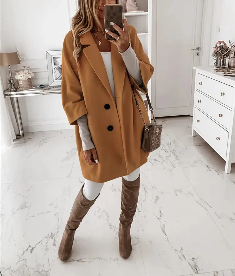 Women Autumn Woolen Coat 2021 Winter Warm Long Sleeve Turn Down Collar Outwear Women Jackets Casual Solid Button Loosse Overcoat
Women Autumn Woolen Coat 2021 Winter Warm Long Sleeve Turn Down Collar Outwear Women Jackets Casual Solid Button Loosse Overcoat