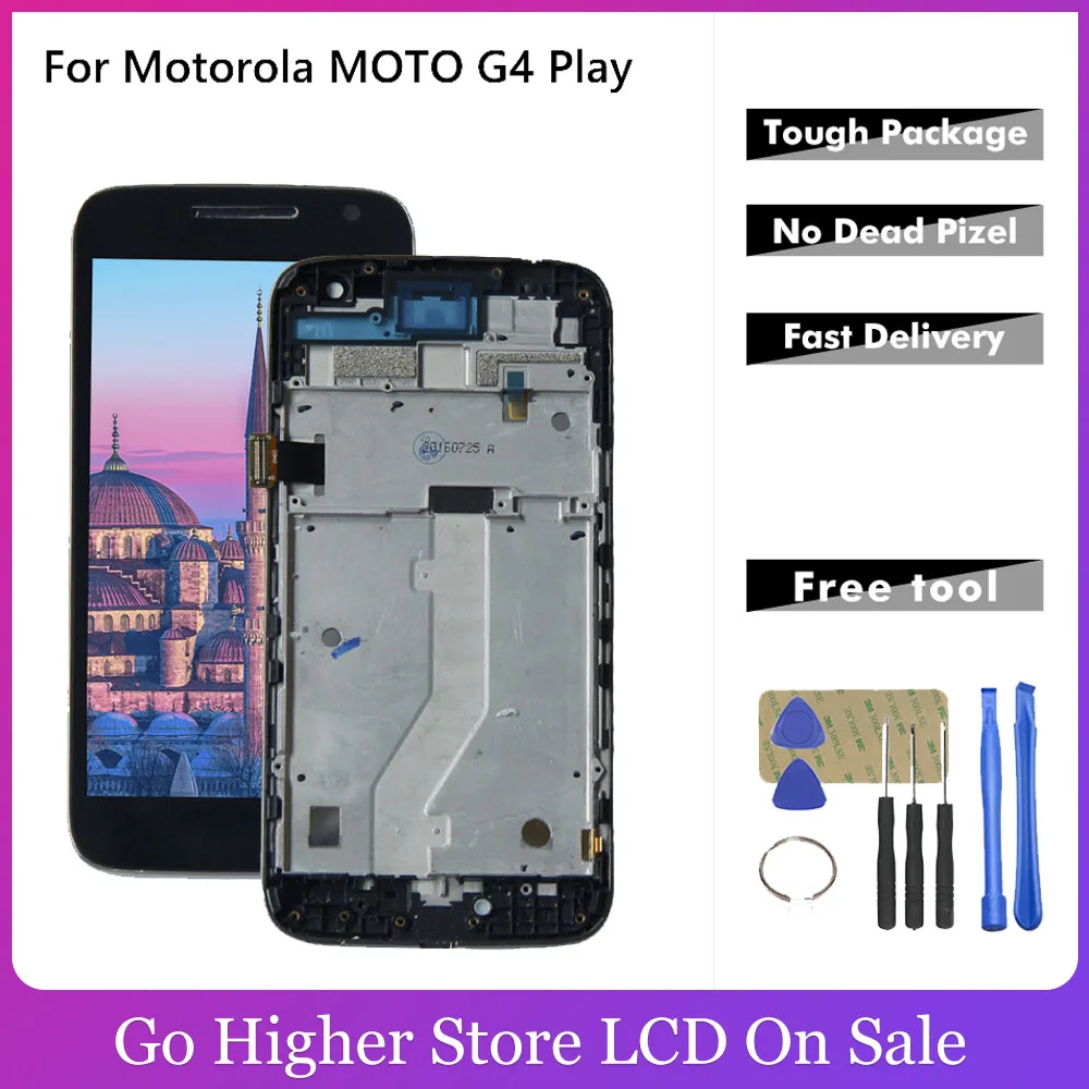 ЖК дисплей с сенсорным экраном и дигитайзером в сборе для Motorola MOTO G4 Play рамкой Moto
