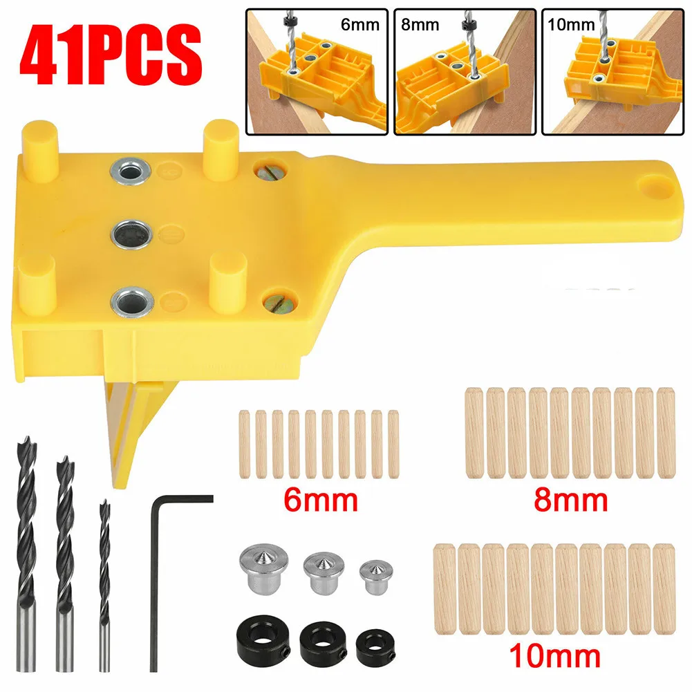 41pcs/set Handheld Woodworking Dowel Jig Drill Pin Guide For 6/8/ 10mm Wood Drilling Straight Hole Doweling With Metal Sleeve
41pcs/set Handheld Woodworking Dowel Jig Drill Pin Guide For 6/8/ 10mm Wood Drilling Straight Hole Doweling With Metal Sleeve