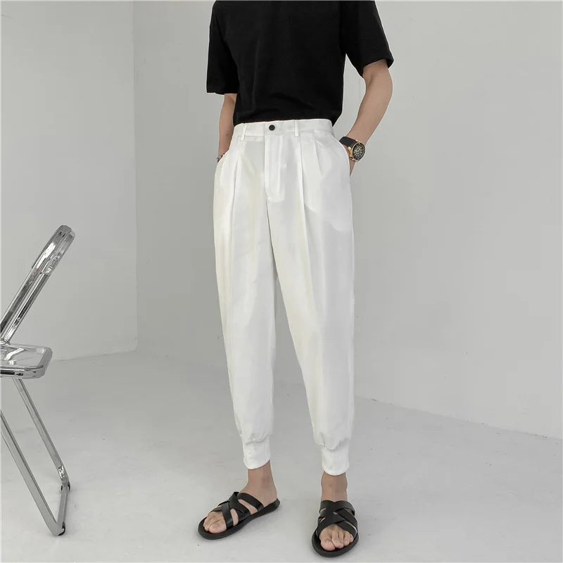 2022 New Summer Men's Wear Suit Pants Korean Stylish Trousers Male Elastic Waist Solid Tapered Ankle Length Casual Pants Man
2022 New Summer Men's Wear Suit Pants Korean Stylish Trousers Male Elastic Waist Solid Tapered Ankle Length Casual Pants Man