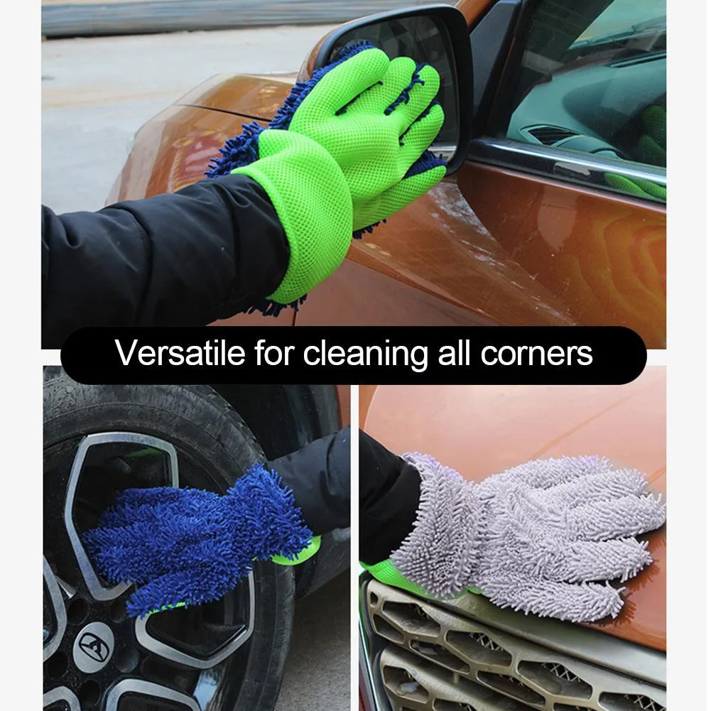 1pcs Multifunctional Double-sided Cleaning Gloves Car Cleaning Supplies Car Wash Glove High Quality