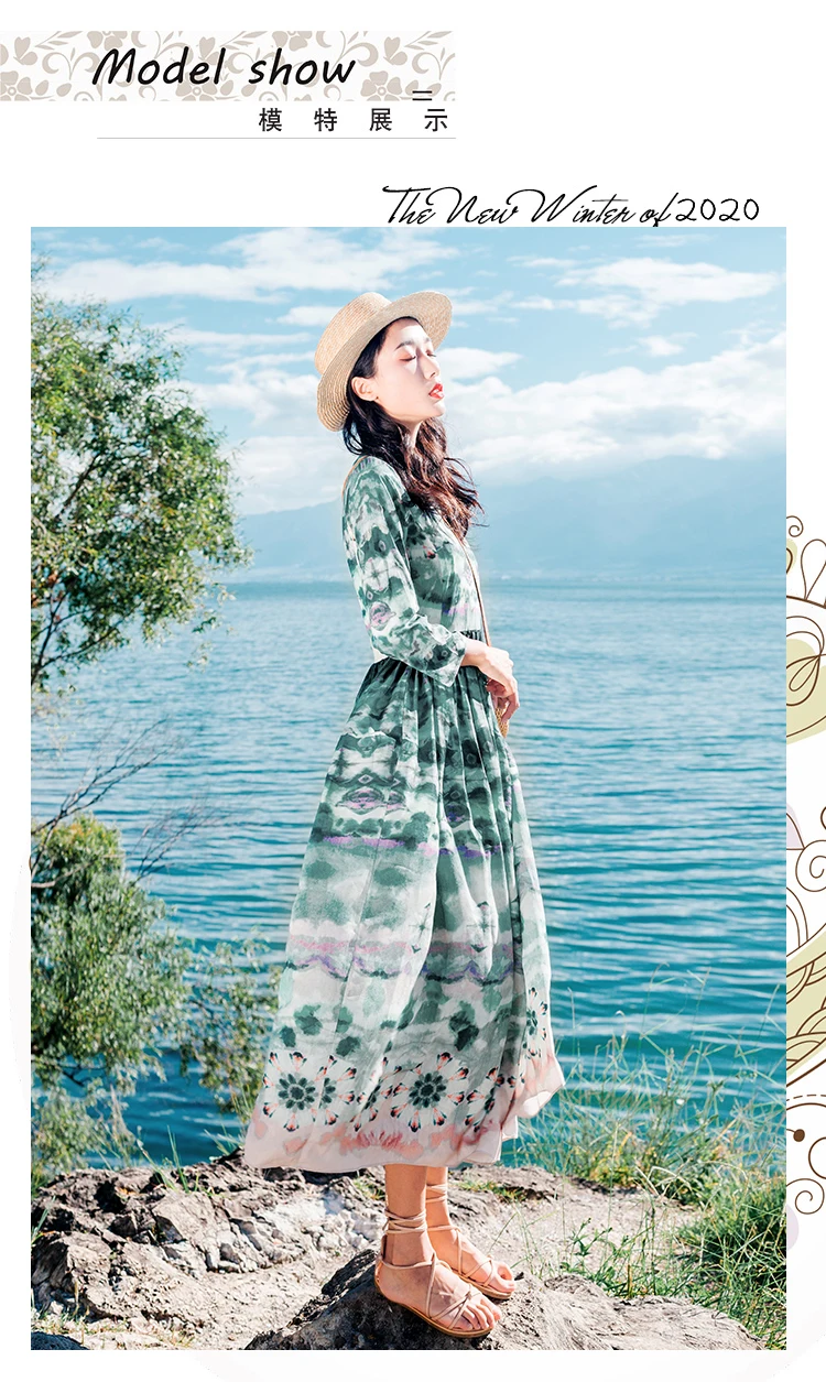 Spring And Summer Beach Holiday Women Dress High Waist Wrist Sleeve Round Neck Print Fashion Floral Vintage Ankle-Length Dress
Spring And Summer Beach Holiday Women Dress High Waist Wrist Sleeve Round Neck Print Fashion Floral Vintage Ankle-Length Dress