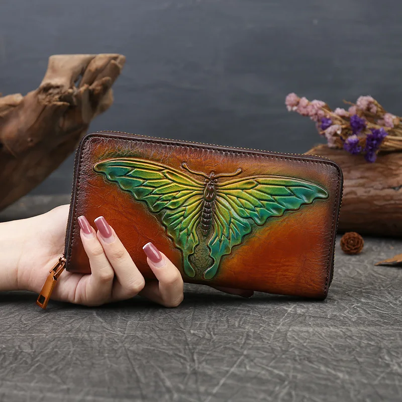 Cowhide Genuine Leather Long Wallet , Butterfly Embossing Coin Pockets , Women Clutch , Zipper Purse , 8 Inch Card Holder Purse
Cowhide Genuine Leather Long Wallet , Butterfly Embossing Coin Pockets , Women Clutch , Zipper Purse , 8 Inch Card Holder Purse