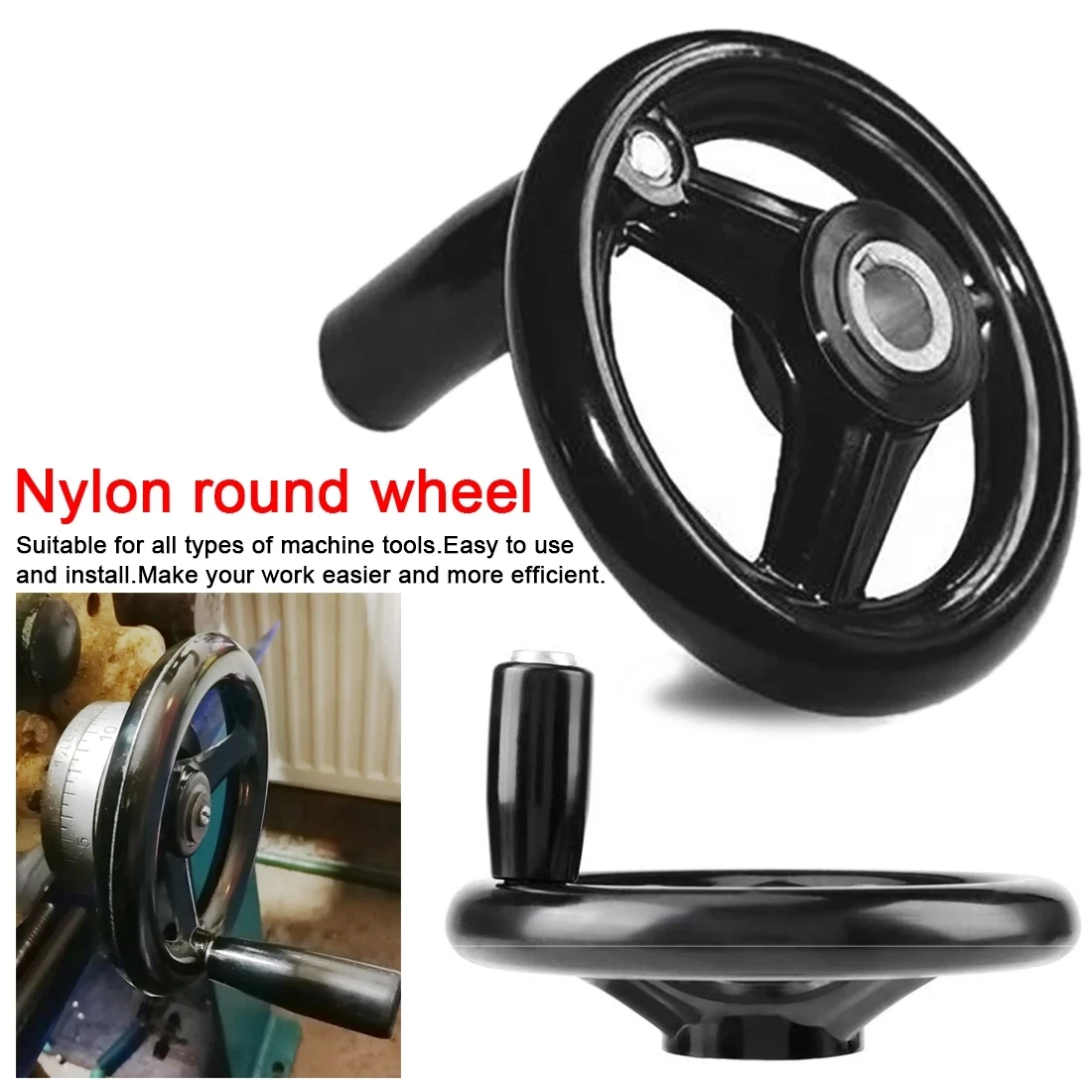 

100/125/160/200/250mm Black Milling Machine Lathe CNC 3D Printer Spoked Hand Wheel Round Bakelite Three Handwheel Lathe Handle