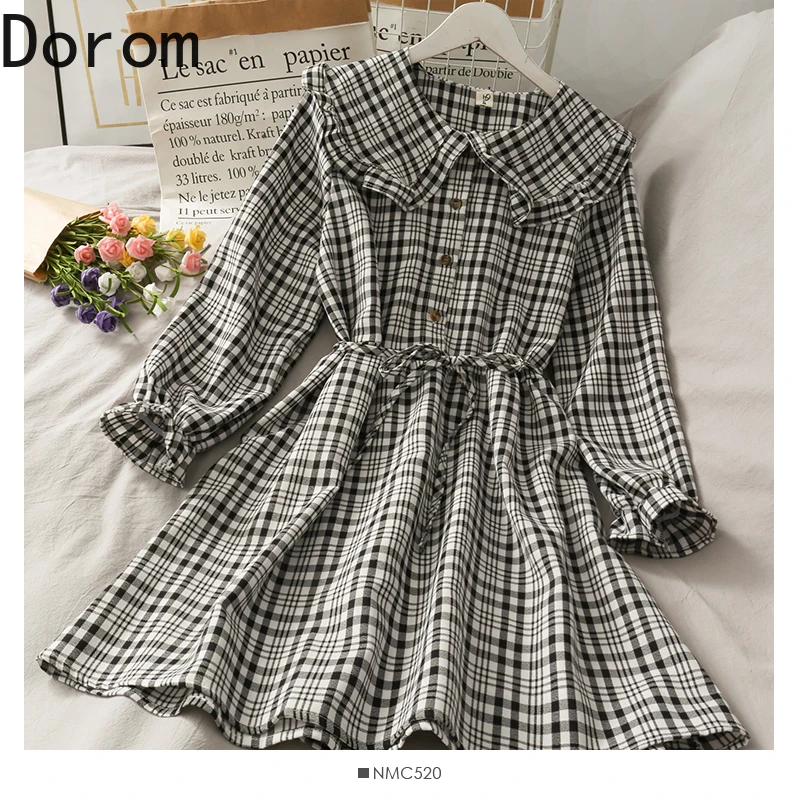Japanese sweet Peter Pan Collar Plaid Dress Korean Fashion Puff Sleeve Ruffled Long Sleeve Dress College-style Casual Midi Dress
Japanese sweet Peter Pan Collar Plaid Dress Korean Fashion Puff Sleeve Ruffled Long Sleeve Dress College-style Casual Midi Dress