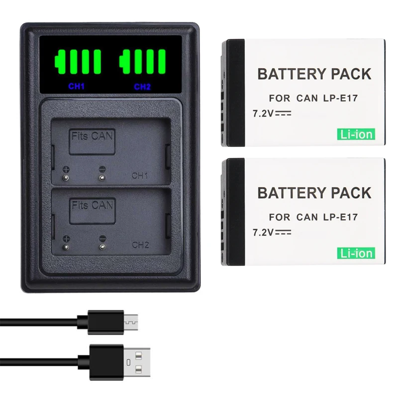 LP E17 LPE17 батарея для камеры + ЖК Зарядное устройство USB с портом типа C Canon EOS M3 M5 M6 Rebel