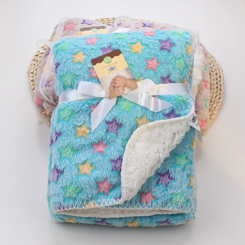 

Baby Blanket Coral Fleece Cartoon Double Layer Receiving Swaddle Envelope Stroller Wrap For Bebe Bedding Blankets Set