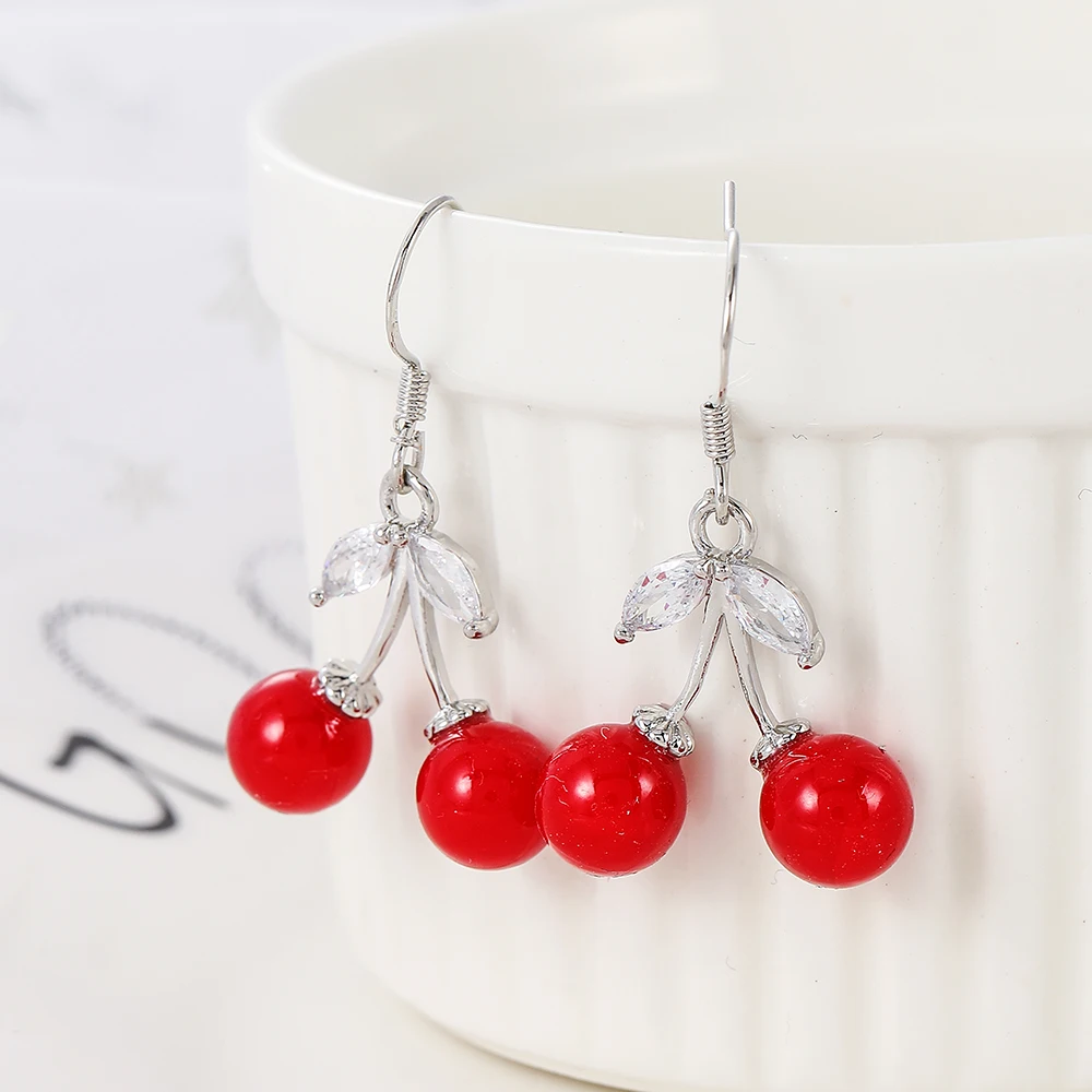 WYBU Summer Style Red Cherry Drop Earrings Copper Material Inlay Rhinestone Leaf Plant Earring Ear Jewelry For Women
WYBU Summer Style Red Cherry Drop Earrings Copper Material Inlay Rhinestone Leaf Plant Earring Ear Jewelry For Women