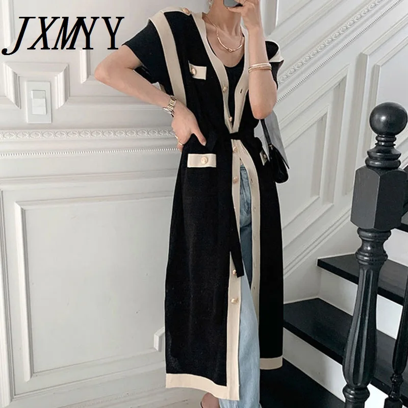 JXMYY Chic French Niche Spring And Summer Clothes Fashion Temperament Loose and Thin Mid-Length V-Neck Waist Knitted Dress Trend
JXMYY Chic French Niche Spring And Summer Clothes Fashion Temperament Loose and Thin Mid-Length V-Neck Waist Knitted Dress Trend