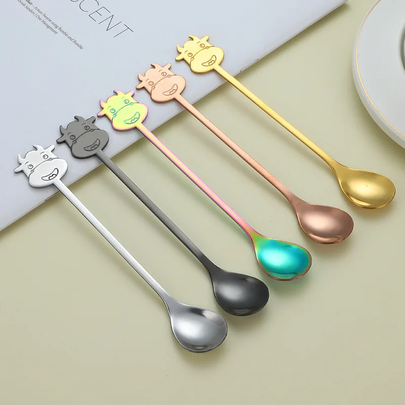 New Cute Cow Head Spoon Stainless Steel Cake Dessert Ice Cream Coffee Stirring Household Kitchen Creative Tableware Supplies
New Cute Cow Head Spoon Stainless Steel Cake Dessert Ice Cream Coffee Stirring Household Kitchen Creative Tableware Supplies
