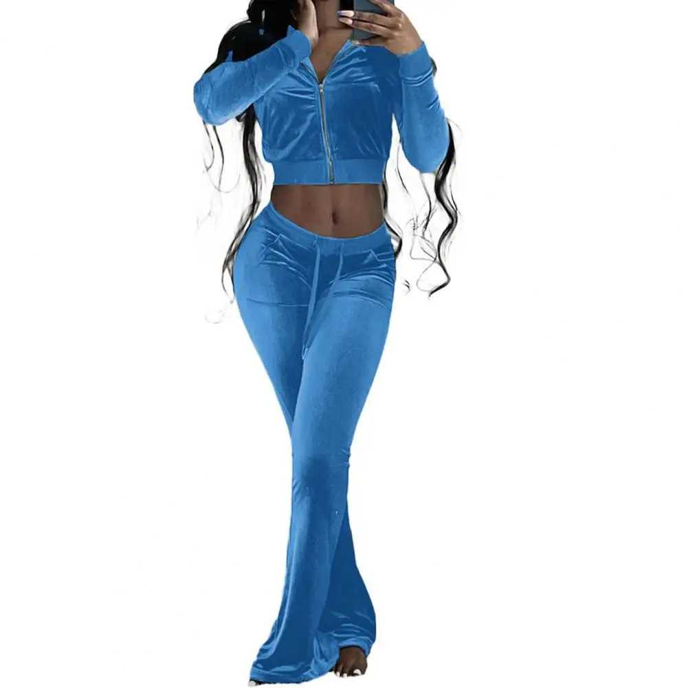 Women Sportswear 2021 Exposed Navel Sporty Outfit Solid Color Tracksuit Zipper Closure Sweatshirt Flare Pants Set Gym Clothing
Women Sportswear 2021 Exposed Navel Sporty Outfit Solid Color Tracksuit Zipper Closure Sweatshirt Flare Pants Set Gym Clothing