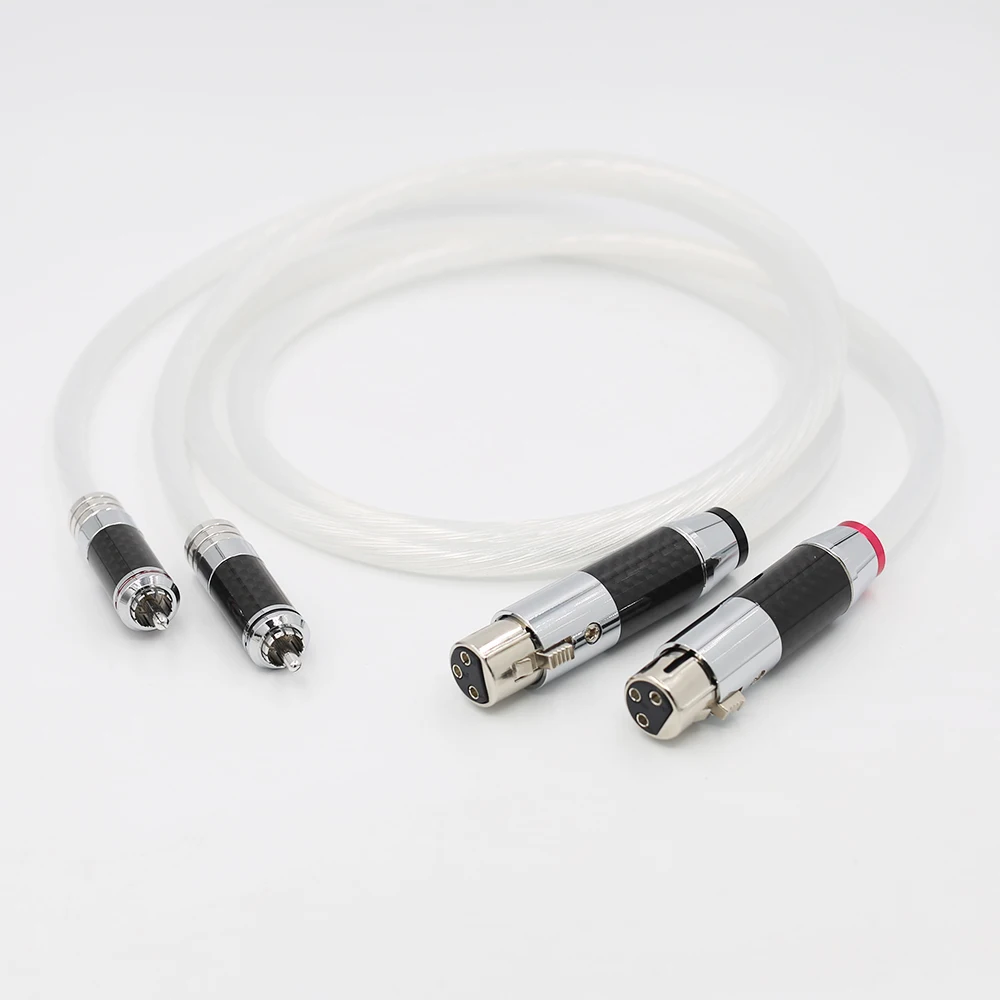 Аудиокабель 1 пара HIFI 5N одиночный посеребренный RCA штекер на XLR разъем аудио