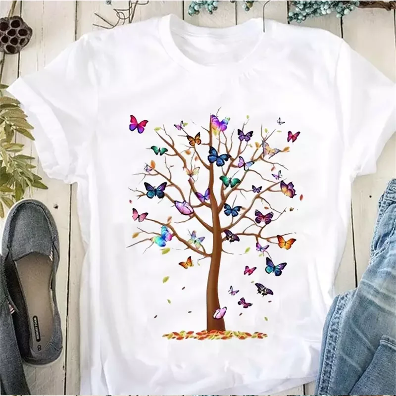 Butterfly Tree Print T-shirt 2021 Summer Short-Sleeved Fashion T-shirt Butterfly Harajuku T-shirt Female Casual O-Neck Top Tees
Butterfly Tree Print T-shirt 2021 Summer Short-Sleeved Fashion T-shirt Butterfly Harajuku T-shirt Female Casual O-Neck Top Tees