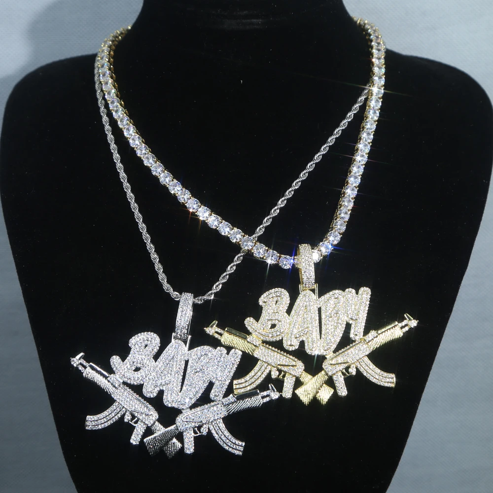 Fashion Choker Necklaces For Women Men Large Gun Pendant Crystal Rhinestone cz tennis Chain Necklace Punk Chains Jewelry Gift
Fashion Choker Necklaces For Women Men Large Gun Pendant Crystal Rhinestone cz tennis Chain Necklace Punk Chains Jewelry Gift