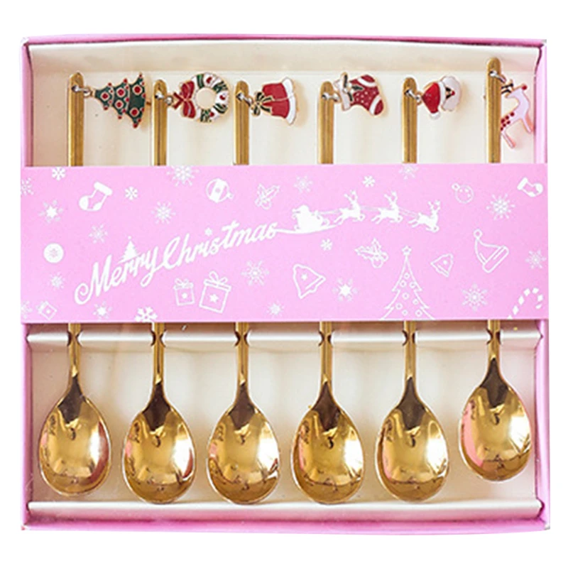 6Pcs Gold Coffee Spoon Mixing Scoops Stirring Spoons Stainless Steel Spoon Christmas Gift Box Set Home Party Table Ornaments
6Pcs Gold Coffee Spoon Mixing Scoops Stirring Spoons Stainless Steel Spoon Christmas Gift Box Set Home Party Table Ornaments