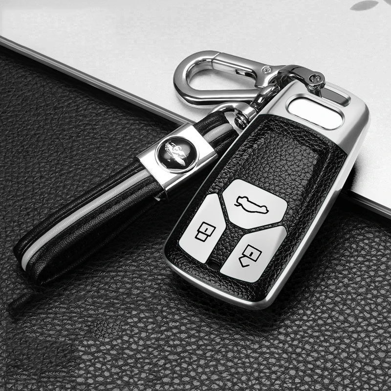 PC + TPU кожаный чехол для автомобильного ключа Audi A4 Новый A4L A5 A6L S4 S5 S7 B9 8W Q7 4M Q5 TT TTS RS