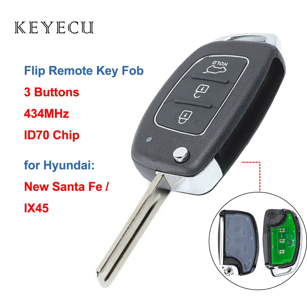 Запасной флип-модуль Keyecu с 3 кнопками, 434 МГц, чип ID70 для Hyundai IX45, новый Santa Fe
Запасной флип-модуль Keyecu с 3 кнопками, 434 МГц, чип ID70 для Hyundai IX45, новый Santa Fe