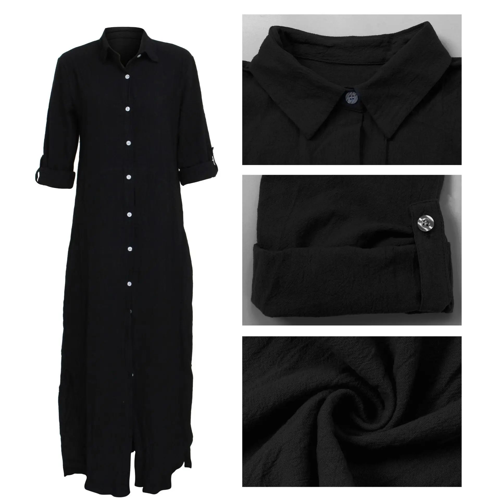 Solid Color Shirt Dress Large Size Womens Lapel Long Sleeve Collocation Buttons Fashion Sexy Irregular Split Long Dress 2021 New
Solid Color Shirt Dress Large Size Womens Lapel Long Sleeve Collocation Buttons Fashion Sexy Irregular Split Long Dress 2021 New