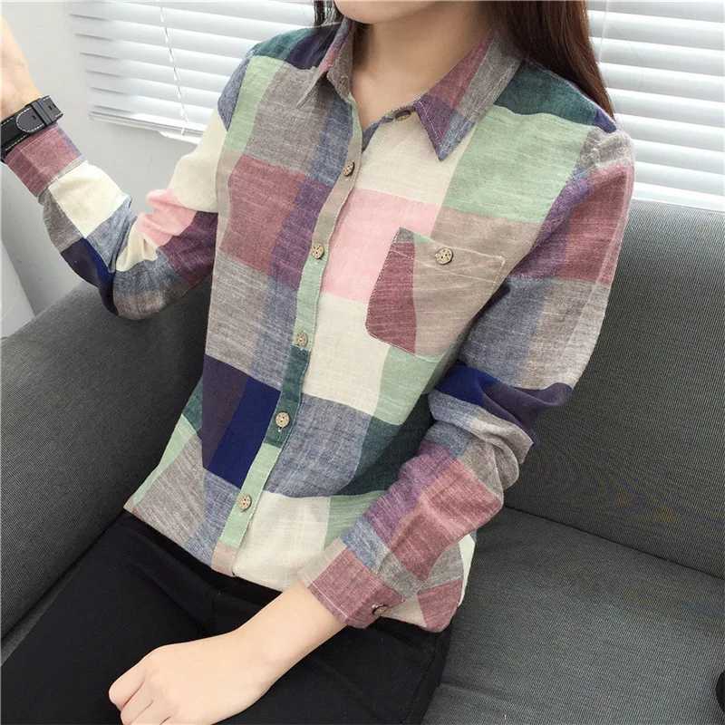 Fashion Women's Tops Blouses Plaid Matching Color Long-sleeved Shirt Button Casual Top 2019
Fashion Women's Tops Blouses Plaid Matching Color Long-sleeved Shirt Button Casual Top 2019