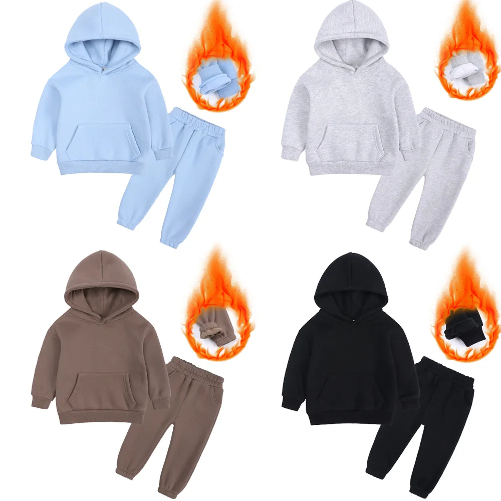 Winter Girls Clothes Suit Solid Color Plus Velvet Kids Pullover+Pants Boy Clothing Sets Cotton CUHK Children's Hooded Sweatshirt
Winter Girls Clothes Suit Solid Color Plus Velvet Kids Pullover+Pants Boy Clothing Sets Cotton CUHK Children's Hooded Sweatshirt