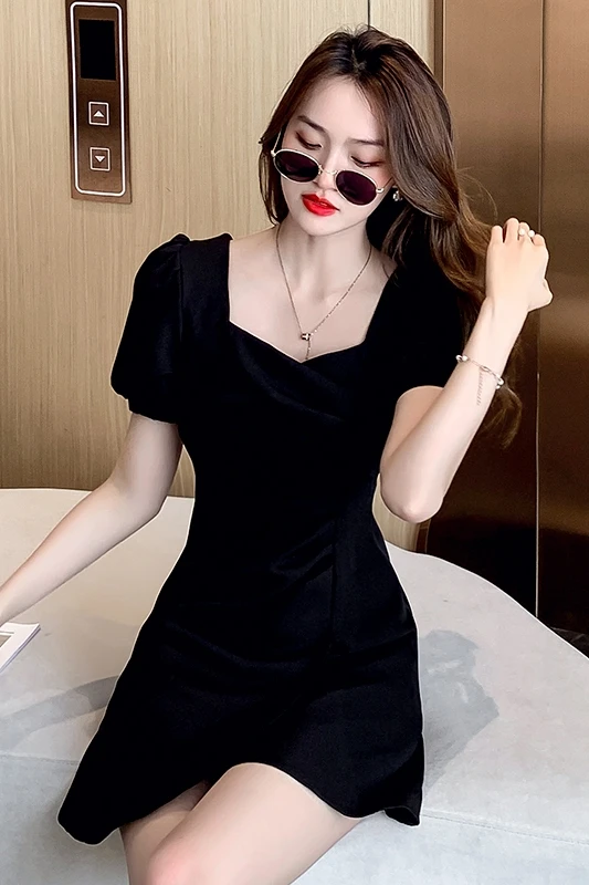 COIGARSAM French Style Women dress New Summer Puff Sleeve High Waist Dresses Black 5239
COIGARSAM French Style Women dress New Summer Puff Sleeve High Waist Dresses Black 5239