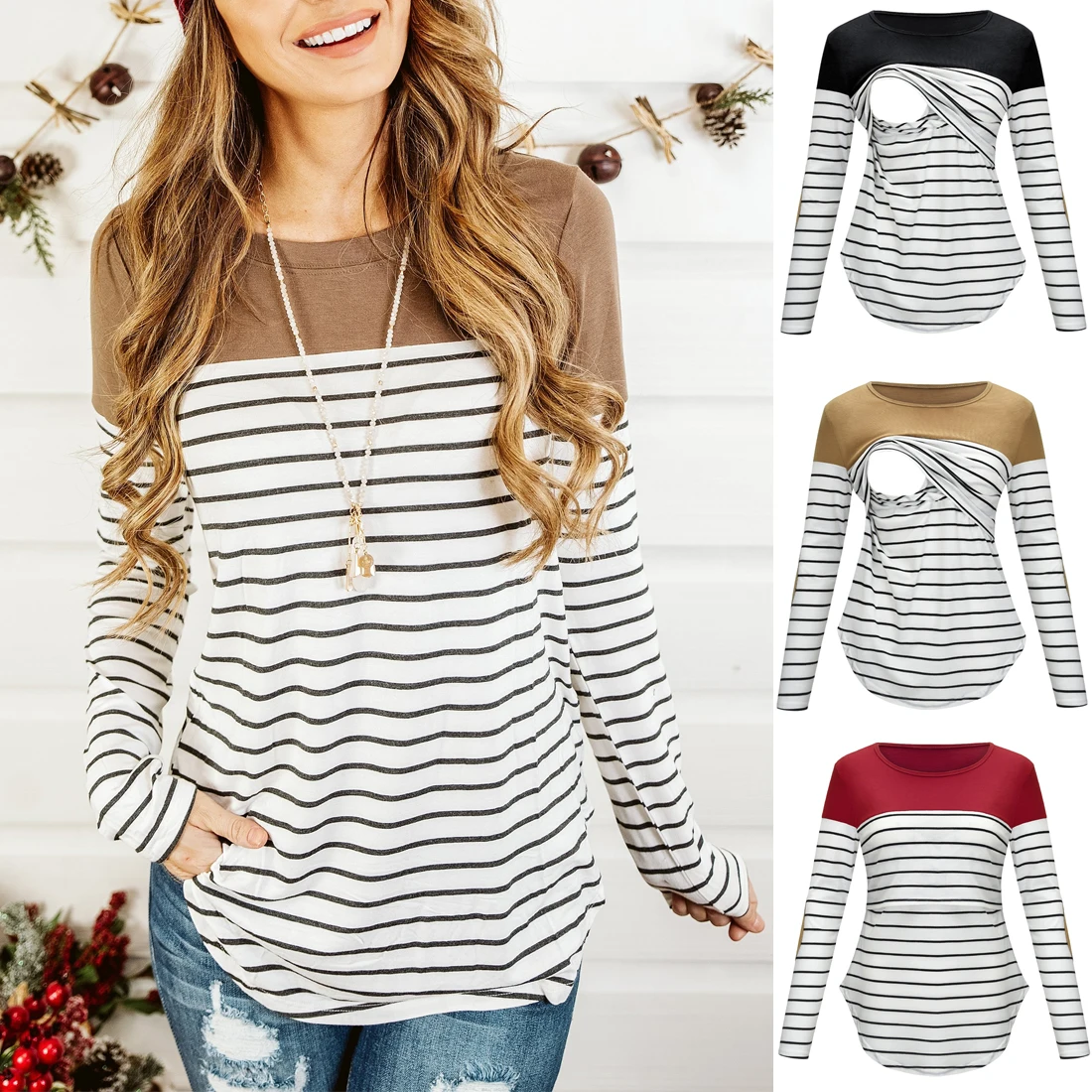Casual Womens Pregnant Maternity Clothes Nursing Tops Breastfeeding T-Shirt Pregnancy Maternity Breastfeeding Striped
Casual Womens Pregnant Maternity Clothes Nursing Tops Breastfeeding T-Shirt Pregnancy Maternity Breastfeeding Striped
