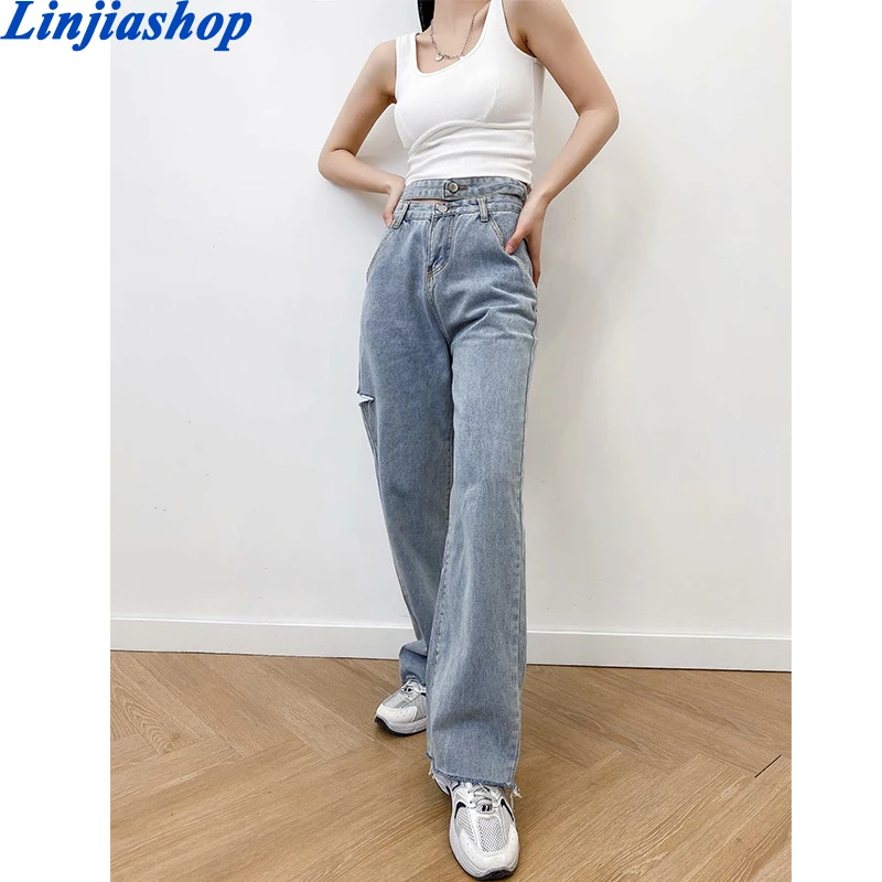 Woman Jeans High Double Waist Clothes Wide Leg Denim Clothing Streetwear Vintage 2021 Fashion Hole Straight Pants
Woman Jeans High Double Waist Clothes Wide Leg Denim Clothing Streetwear Vintage 2021 Fashion Hole Straight Pants