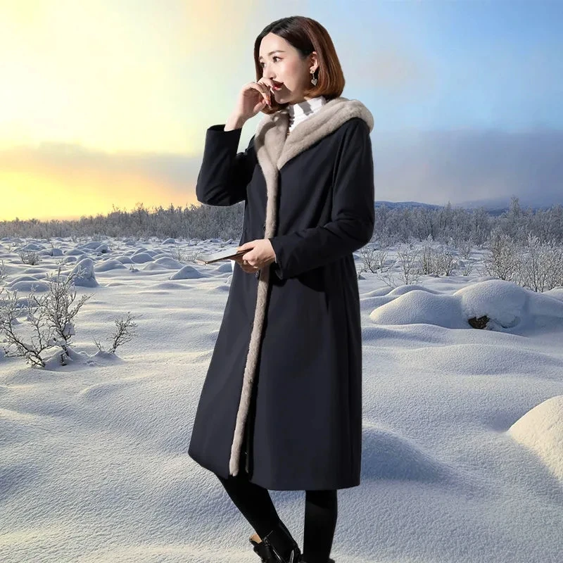 High Quality Imitation Fur Coat Women Winter Long Thick Warm Coat Buttons Imitation Mink Fur Liner Hoody Parka Women's W76
High Quality Imitation Fur Coat Women Winter Long Thick Warm Coat Buttons Imitation Mink Fur Liner Hoody Parka Women's W76
