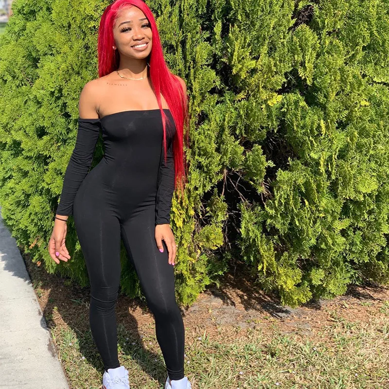 Women's Solid Color Jumpsuit Off Shoulder Long Sleeve Tight-fitting Long Pant Stretch Outfit Rompers
Women's Solid Color Jumpsuit Off Shoulder Long Sleeve Tight-fitting Long Pant Stretch Outfit Rompers