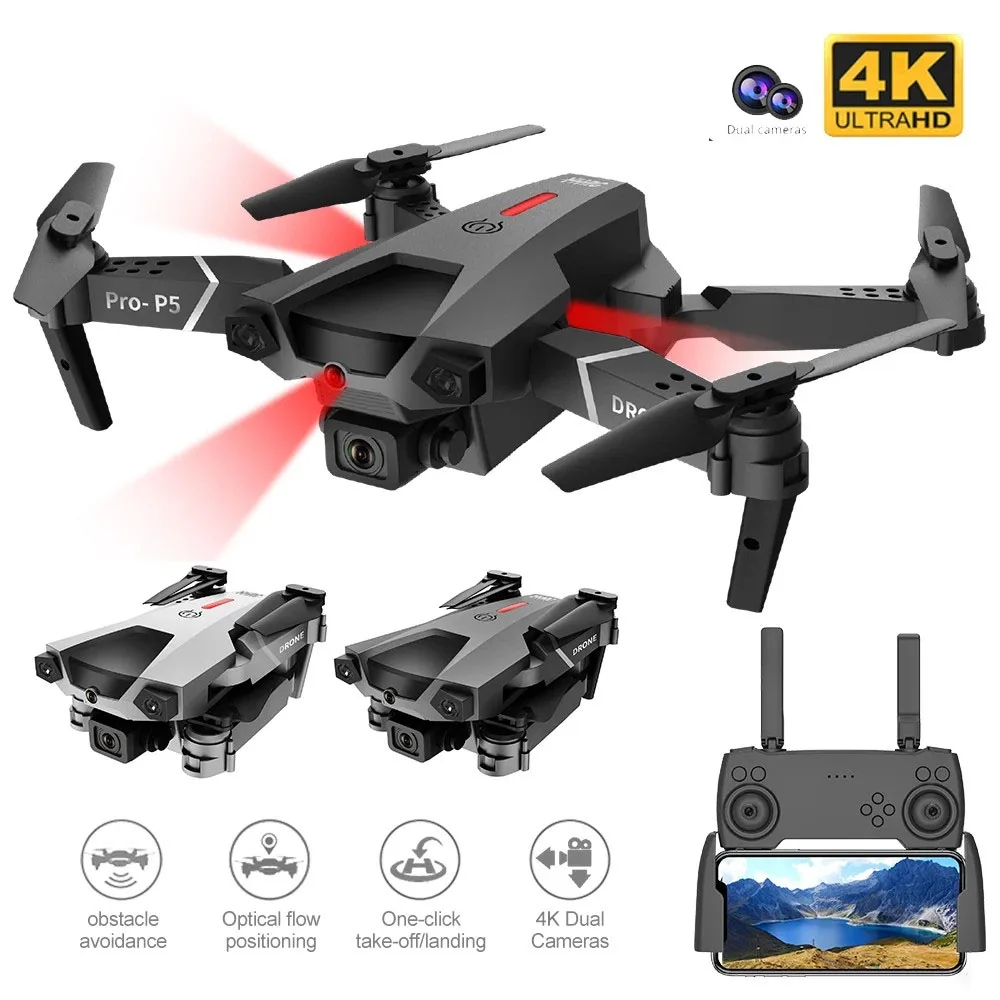 P5 Drone 4K Professional Dual Camera Infrared Obstacle avoidance Mini Drone Foldable One Key to take off RC Quadcopter
P5 Drone 4K Professional Dual Camera Infrared Obstacle avoidance Mini Drone Foldable One Key to take off RC Quadcopter
